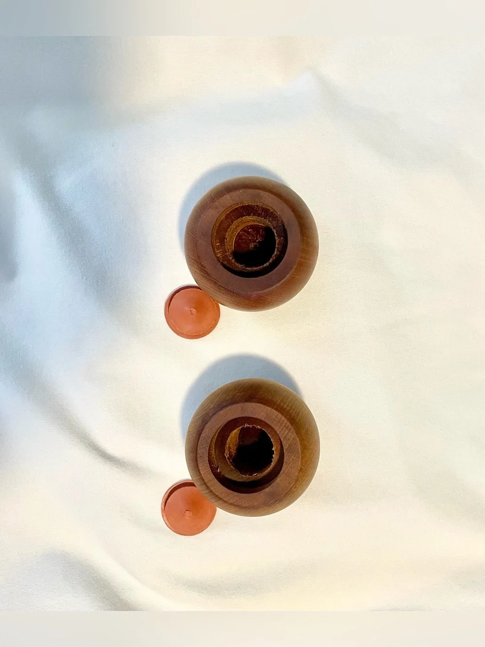 *MCM* Salt & Pepper Set - Ball Type Design - Myrtlewood-Vintage - 2.5
